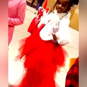 High Low Flower Girl Dress Appliques Tulle Ball, Princess Wedding Pageant Gown.